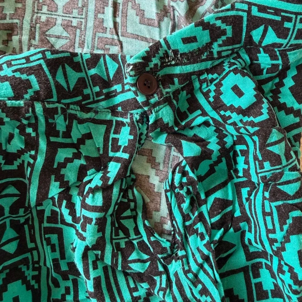 Tribal Print Mini Skirt Size Medium‎ Teal Black Aztec Boho High Waist